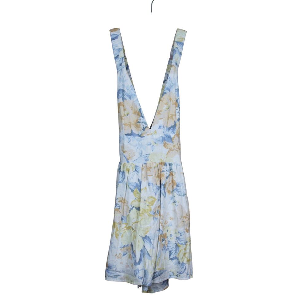 Abercrombie & Fitch Yellow Blue White Floral Summer Scrunchi Mini Dress Size M